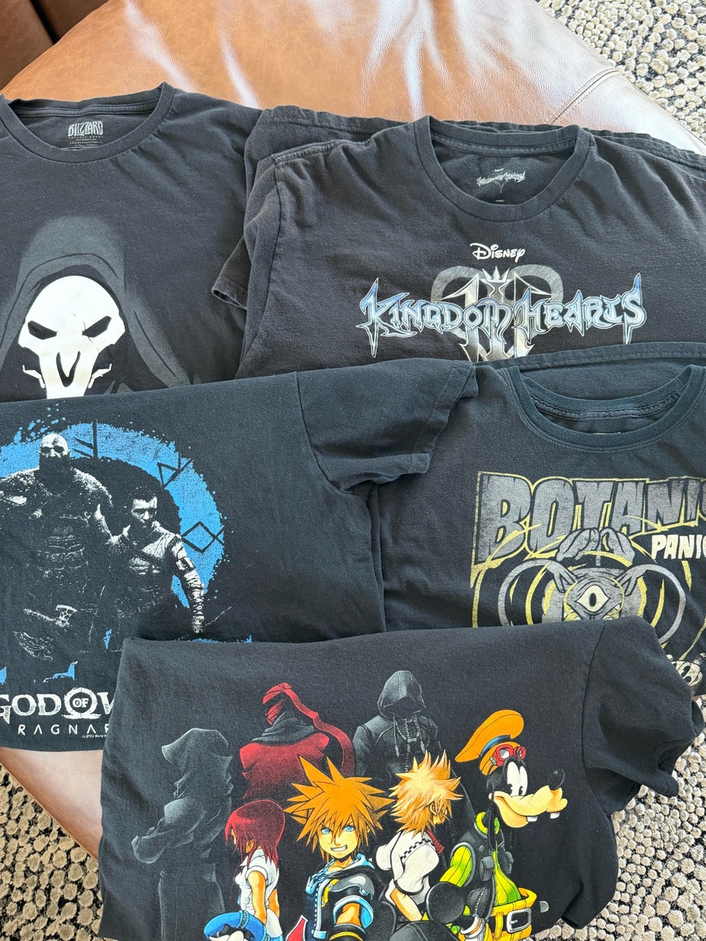 Gaming Black Graphic Tees - Kingdom Hearts, GoW, Cuphead, Overwatch
